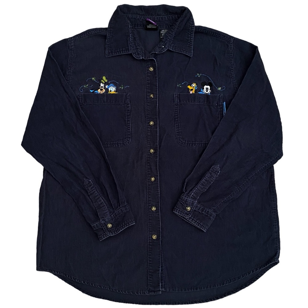 Vintage Disney Mickey Mouse Embroidered Corduroy Shirt RARE